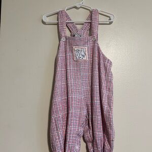 Kids Red and White Checkered Overalls